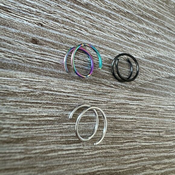 Double hoop nose ring N780 - Picture 3 of 5